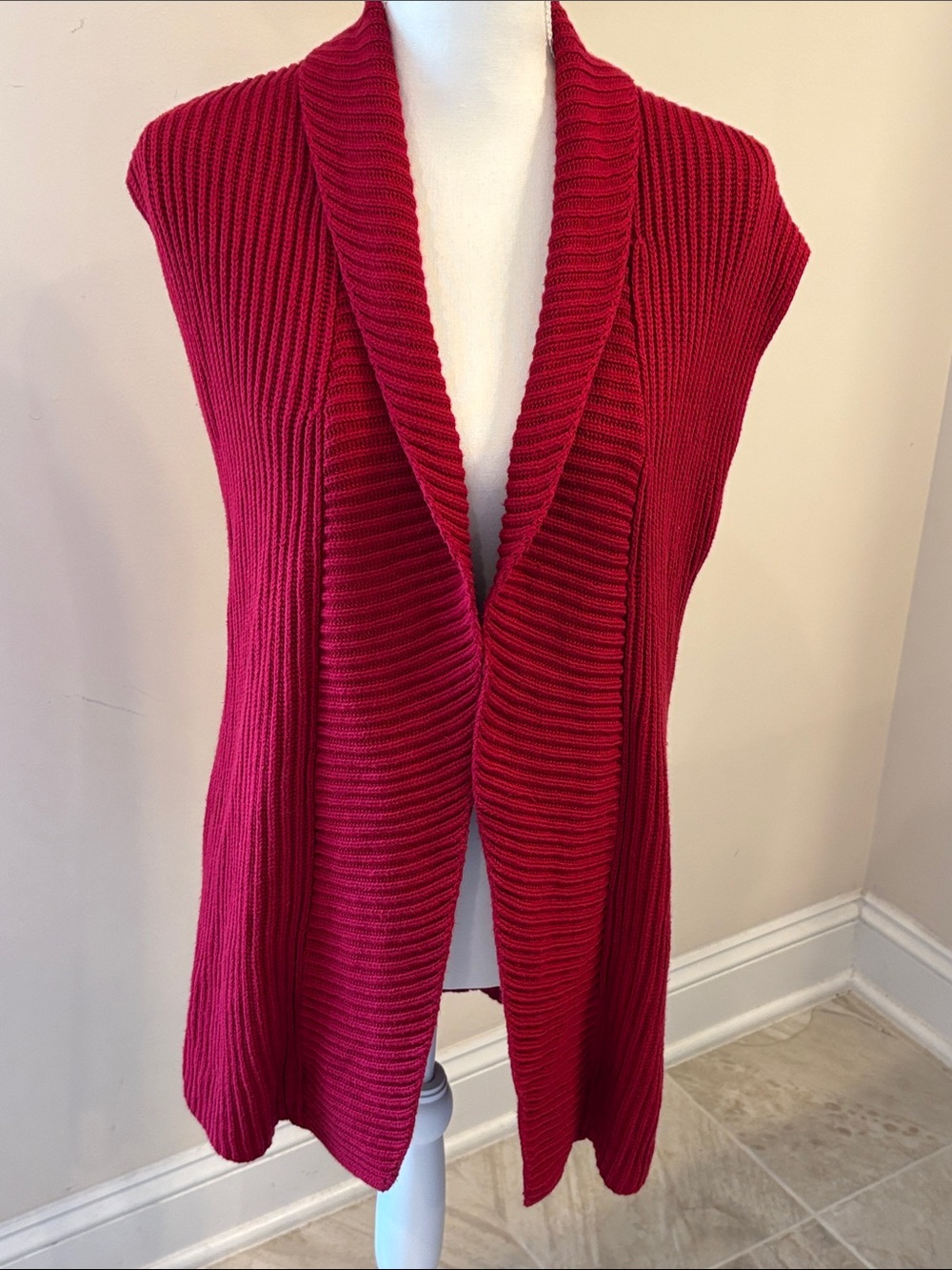 Chico's Open-Front Ribbed Sweater Vest - Red